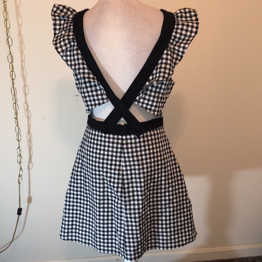 BCBGENERATION black and white ruffle cutout mini dress - Picture 6 of 9